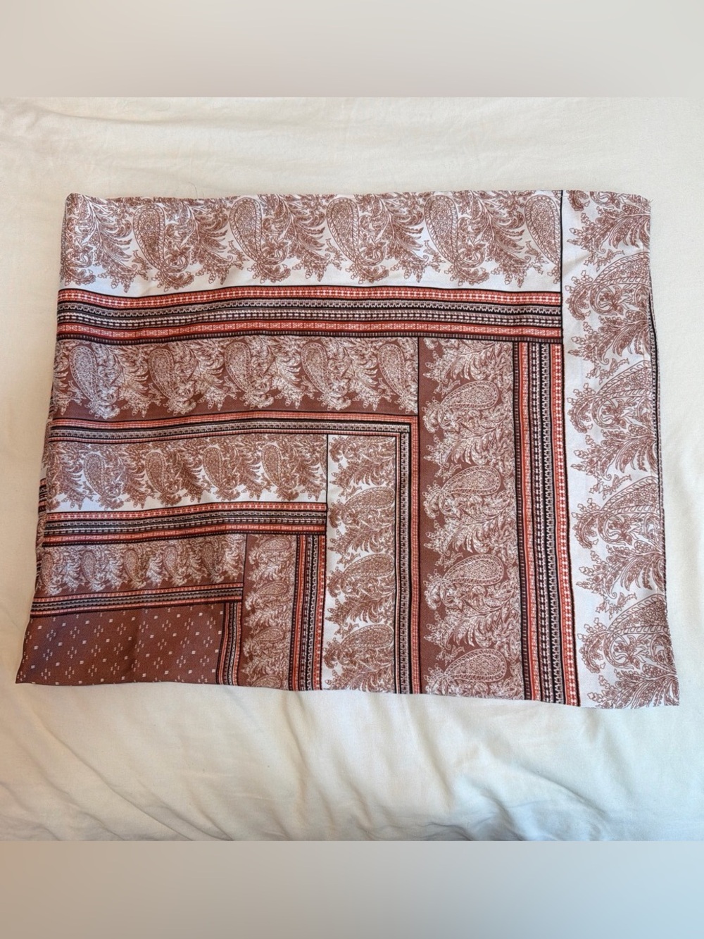 Nasty Gal Paisley Bandana-Style Scarf in Rust and Cream
